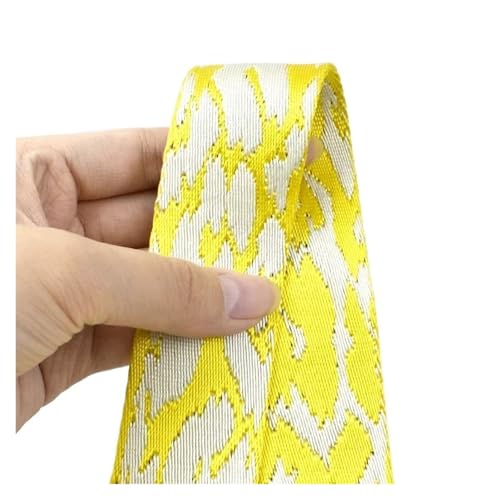 DUNSBY Geschenkband 1/2/3,0 Meter Gurtband 38mm Taschengurt Band Rucksack Kleidungsstück Dekoratives Band DIY Nähzubehör(YellowWhite,3.0Meters) von DUNSBY