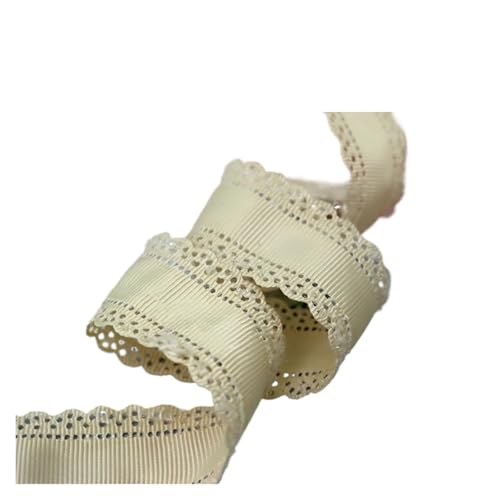 DUNSBY Geschenkband 10 Yards 3 cm 1,25 Zoll ausgehöhltes Grosgrain-Spitzenrippenband Blümchenband DIY Schleife Halskette Hochzeit Geburtstag Kuchen Verpackung Dekor(Champagne) von DUNSBY