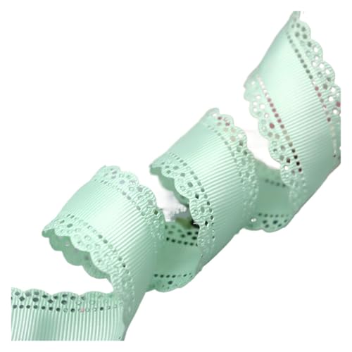 DUNSBY Geschenkband 10 Yards 3 cm 1,25 Zoll ausgehöhltes Grosgrain-Spitzenrippenband Blümchenband DIY Schleife Halskette Hochzeit Geburtstag Kuchen Verpackung Dekor(Green) von DUNSBY
