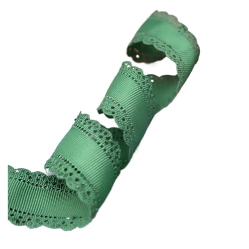 DUNSBY Geschenkband 10 Yards 3 cm 1,25 Zoll ausgehöhltes Grosgrain-Spitzenrippenband Blümchenband DIY Schleife Halskette Hochzeit Geburtstag Kuchen Verpackung Dekor(Green2) von DUNSBY