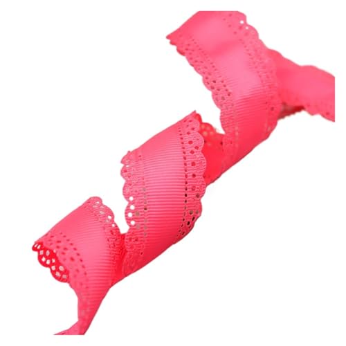 DUNSBY Geschenkband 10 Yards 3 cm 1,25 Zoll ausgehöhltes Grosgrain-Spitzenrippenband Blümchenband DIY Schleife Halskette Hochzeit Geburtstag Kuchen Verpackung Dekor(Rose Red) von DUNSBY