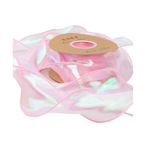 DUNSBY Geschenkband 10 Yards 60 mm schillernde Fischschwanz-Garnbänder for Blumenstraußverpackungen Organzaband for Valentinstag-Hochzeitsdekorationen Schleife(Pink) von DUNSBY