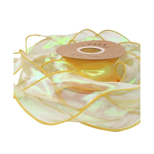 DUNSBY Geschenkband 10 Yards 60 mm schillernde Fischschwanz-Garnbänder for Blumenstraußverpackungen Organzaband for Valentinstag-Hochzeitsdekorationen Schleife(Yellow) von DUNSBY