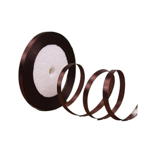 DUNSBY Geschenkband 100 Yards 6 mm Seidensatinbänder for Basteln, Schleifen, handgefertigte Wickelpartys, Weihnachten, Hochzeit, dekorative künstliche Accessoires(Dark Brown) von DUNSBY