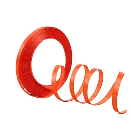DUNSBY Geschenkband 100 Yards 6 mm Seidensatinbänder for Basteln, Schleifen, handgefertigte Wickelpartys, Weihnachten, Hochzeit, dekorative künstliche Accessoires(Fluorescence orange) von DUNSBY