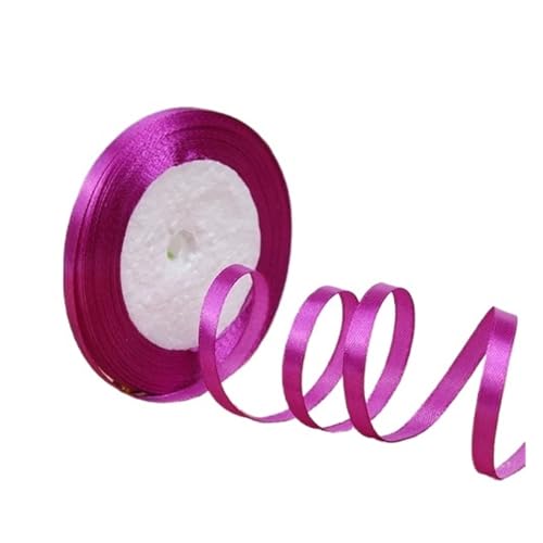 DUNSBY Geschenkband 100 Yards 6 mm Seidensatinbänder for Basteln, Schleifen, handgefertigte Wickelpartys, Weihnachten, Hochzeit, dekorative künstliche Accessoires(Rose Purple) von DUNSBY