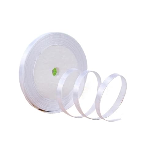 DUNSBY Geschenkband 100 Yards 6 mm Seidensatinbänder for Basteln, Schleifen, handgefertigte Wickelpartys, Weihnachten, Hochzeit, dekorative künstliche Accessoires(White) von DUNSBY