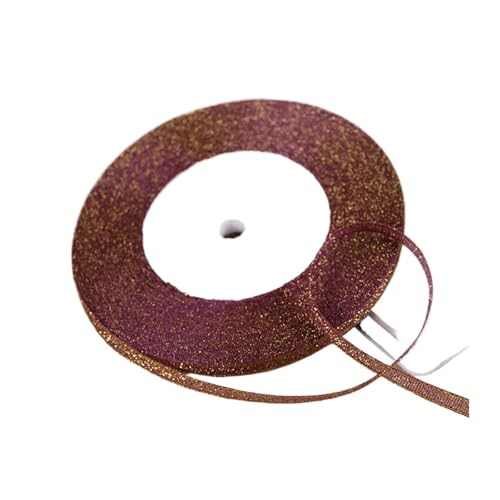 DUNSBY Geschenkband 100 Yards 6 mm Silber Gold Glitzer Seidensatinband Party Zuhause Hochzeit Dekoration Verpackung Weihnachten Halloween DIY Material(Dark Purple) von DUNSBY