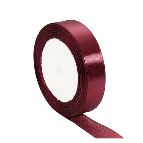 DUNSBY Geschenkband 100 Yards weinrotes einseitiges Satinband for Einwickeln von weihnachtlichem Nähstoffband(20mm) von DUNSBY