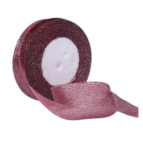 DUNSBY Geschenkband 100yard 25MM Glitter Farbe Band Weihnachten Hochzeit Decor Kuchen Candy Box Verpackung Wrap Materialien DIY Zubehör(Dark red Silver) von DUNSBY