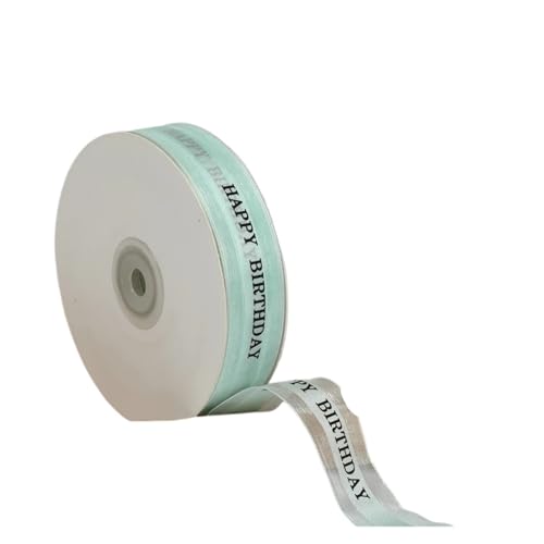 DUNSBY Geschenkband 2,5 cm 100 Yards „Happy Birthday“ durchsichtiges Organzaband for Kuchenschachteln, Verpackung, Blumen, dekorative Schleife, DIY-Dekoration, Hochzeit(Color14) von DUNSBY