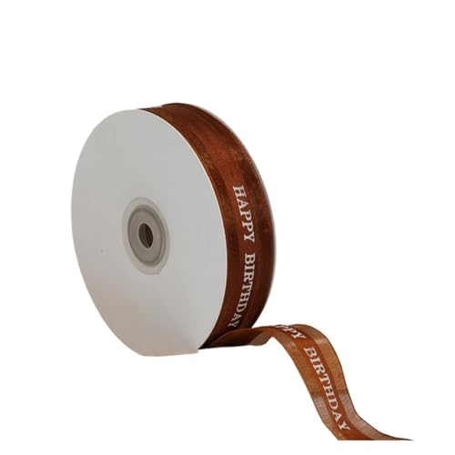 DUNSBY Geschenkband 2,5 cm 100 Yards „Happy Birthday“ durchsichtiges Organzaband for Kuchenschachteln, Verpackung, Blumen, dekorative Schleife, DIY-Dekoration, Hochzeit(Color17) von DUNSBY