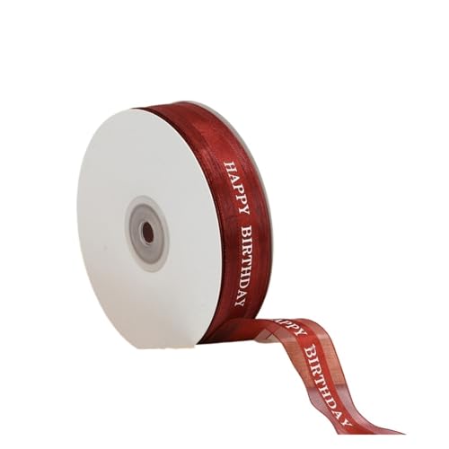 DUNSBY Geschenkband 2,5 cm 100 Yards „Happy Birthday“ durchsichtiges Organzaband for Kuchenschachteln, Verpackung, Blumen, dekorative Schleife, DIY-Dekoration, Hochzeit(Color2) von DUNSBY