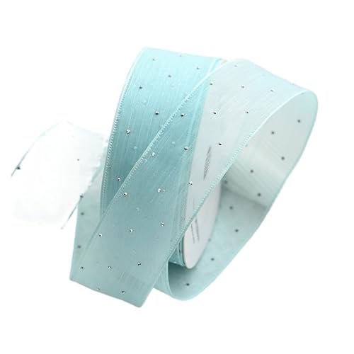 DUNSBY Geschenkband 20 Yards/Rolle 4 cm Strasssteine ​​Faltgarn Seidenbänder Blumen Kuchen Box Verpackungsmaterial Schleife DIY(Blue Green) von DUNSBY
