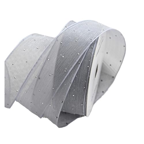 DUNSBY Geschenkband 20 Yards/Rolle 4 cm Strasssteine ​​Faltgarn Seidenbänder Blumen Kuchen Box Verpackungsmaterial Schleife DIY(Grey) von DUNSBY