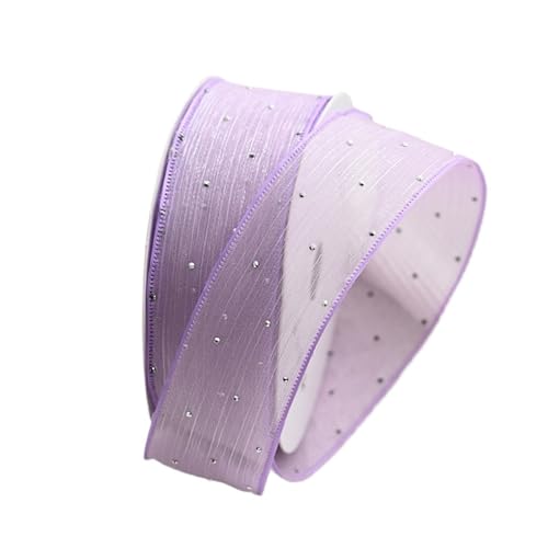 DUNSBY Geschenkband 20 Yards/Rolle 4 cm Strasssteine ​​Faltgarn Seidenbänder Blumen Kuchen Box Verpackungsmaterial Schleife DIY(Light Purple) von DUNSBY
