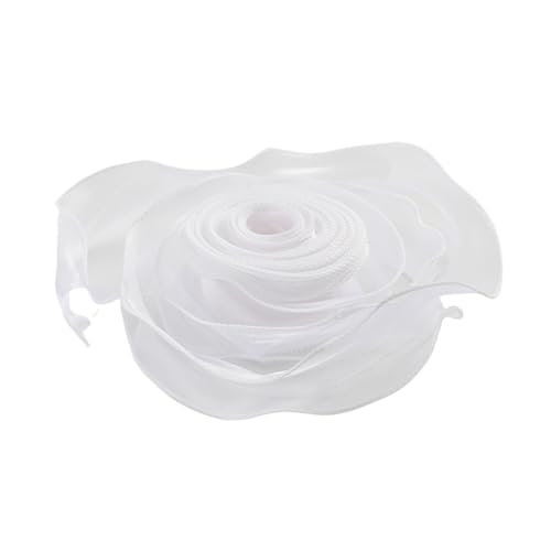 DUNSBY Geschenkband 20 Yards Organza-Satinbänder for Verpacken, Dekoration, Hochzeitssträuße, Kranz, Nähzubehör(White) von DUNSBY