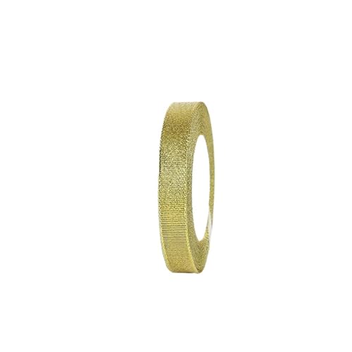 DUNSBY Geschenkband 88 Meter Silber Gold Glitzer Seidensatinband DIY Festival Party Zuhause Hochzeit Dekoration Kuchenverpackung(Gold,1.5cm) von DUNSBY