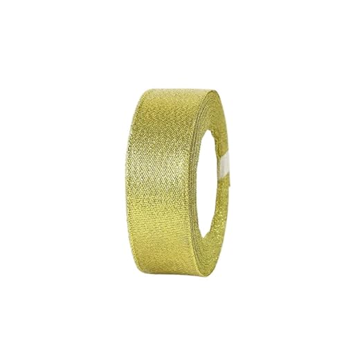 DUNSBY Geschenkband 88 Meter Silber Gold Glitzer Seidensatinband DIY Festival Party Zuhause Hochzeit Dekoration Kuchenverpackung(Gold,3cm) von DUNSBY