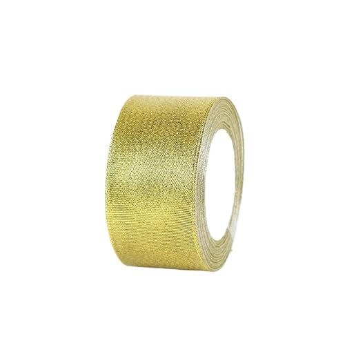 DUNSBY Geschenkband 88 Meter Silber Gold Glitzer Seidensatinband DIY Festival Party Zuhause Hochzeit Dekoration Kuchenverpackung(Gold,5cm) von DUNSBY