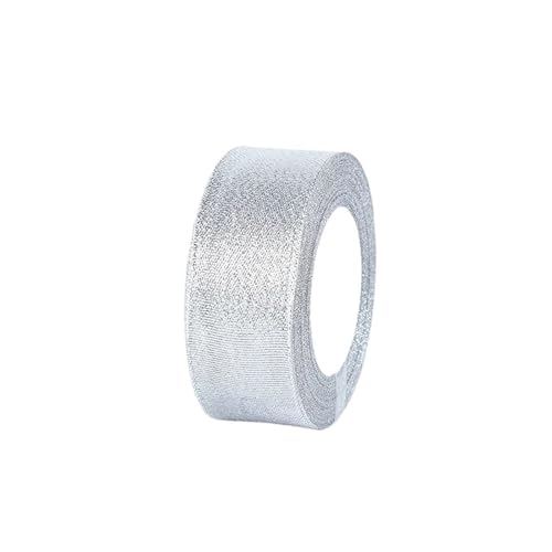 DUNSBY Geschenkband 88 Meter Silber Gold Glitzer Seidensatinband DIY Festival Party Zuhause Hochzeit Dekoration Kuchenverpackung(Sliver,4cm) von DUNSBY