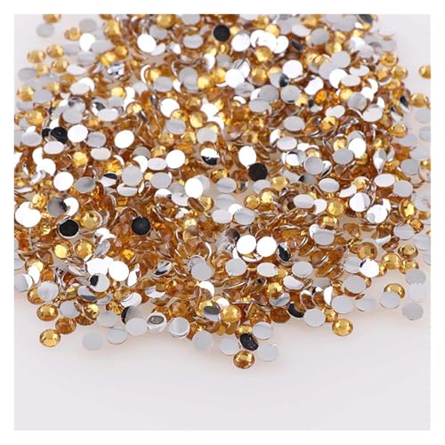 Hotfix Strasssteine 1000 stücke Nicht Hot Fix Strass 2/3/4mm Runde Harz Flatback Kristall DIY Nail art Schmuck Kleidungsstück(Golden,2mm) von DUNSBY