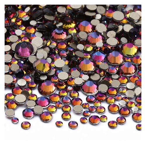 Hotfix Strasssteine 1440 Stück Mix Größe SS3-SS20 Glas Flache Rückseite Strass Golden Shadow Glitter Strass for Nail Art Kleidung(Blue Volcano) von DUNSBY