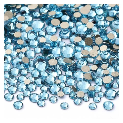 Hotfix Strasssteine 1440 Stück Mix Größe SS3-SS20 Glas Flache Rückseite Strass Golden Shadow Glitter Strass for Nail Art Kleidung(Green) von DUNSBY