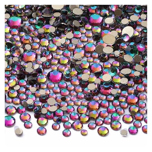 Hotfix Strasssteine 1440 Stück Mix Größe SS3-SS20 Glas Flache Rückseite Strass Golden Shadow Glitter Strass for Nail Art Kleidung(Green Volcano) von DUNSBY