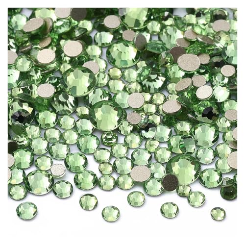 Hotfix Strasssteine 1440 Stück Mix Größe SS3-SS20 Glas Flache Rückseite Strass Golden Shadow Glitter Strass for Nail Art Kleidung(Peridot) von DUNSBY