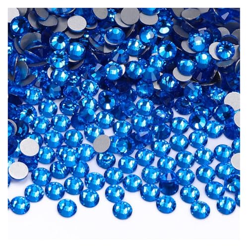 Hotfix Strasssteine 1440 Stück SS6-SS20 Glaskristall Nicht Hotfix Strasssteine ​​Flatback Glitzersteine ​​Nail Art Dekorationen(Capri Blue,SS20(4.6-4.8mm)) von DUNSBY