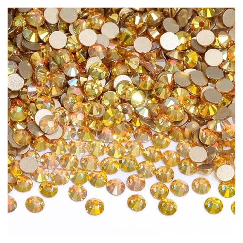 Hotfix Strasssteine 1440 Stück SS6-SS20 Glaskristall Nicht Hotfix Strasssteine ​​Flatback Glitzersteine ​​Nail Art Dekorationen(Metal Sunlight,SS12(3.0-3.2mm)) von DUNSBY