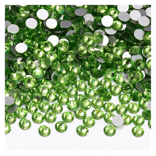 Hotfix Strasssteine 1440 Stück SS6-SS20 Glaskristall Nicht Hotfix Strasssteine ​​Flatback Glitzersteine ​​Nail Art Dekorationen(Peridot,SS16(3.8-4.0mm)) von DUNSBY