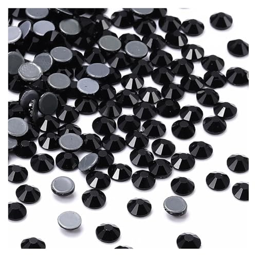 Hotfix Strasssteine Glitter Glas Hotfix Strass Flatbase Kristall Hochzeit Kleid Decration Diamant for Nagel Kunst(Black,SS20-1440Pcs) von DUNSBY