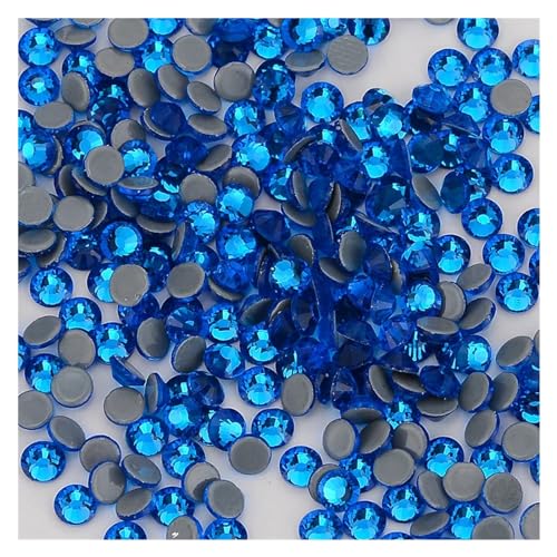 Hotfix Strasssteine Glitter Glas Hotfix Strass Flatbase Kristall Hochzeit Kleid Decration Diamant for Nagel Kunst(Capri Blue,SS16-1440Pcs) von DUNSBY