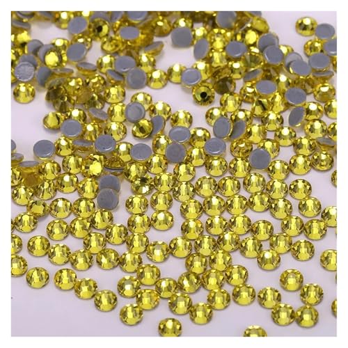 Hotfix Strasssteine Glitter Glas Hotfix Strass Flatbase Kristall Hochzeit Kleid Decration Diamant for Nagel Kunst(Citrine,SS12-1440Pcs) von DUNSBY