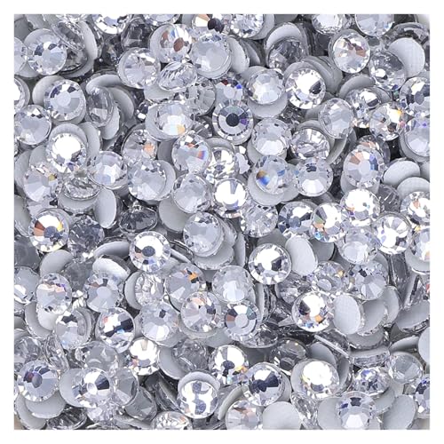 Hotfix Strasssteine Glitter Glas Hotfix Strass Flatbase Kristall Hochzeit Kleid Decration Diamant for Nagel Kunst(Crystal,SS6-1440Pcs) von DUNSBY