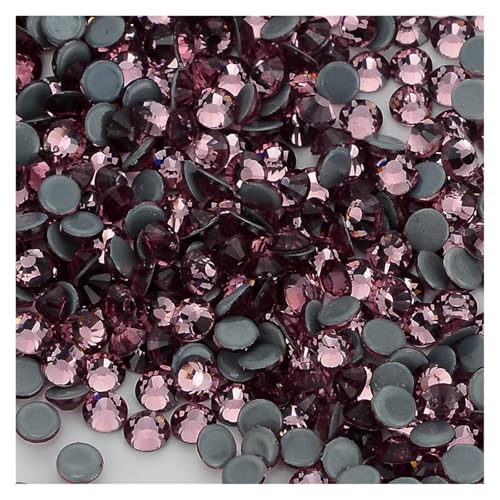Hotfix Strasssteine Glitter Glas Hotfix Strass Flatbase Kristall Hochzeit Kleid Decration Diamant for Nagel Kunst(Light Amethyst,SS16-1440Pcs) von DUNSBY