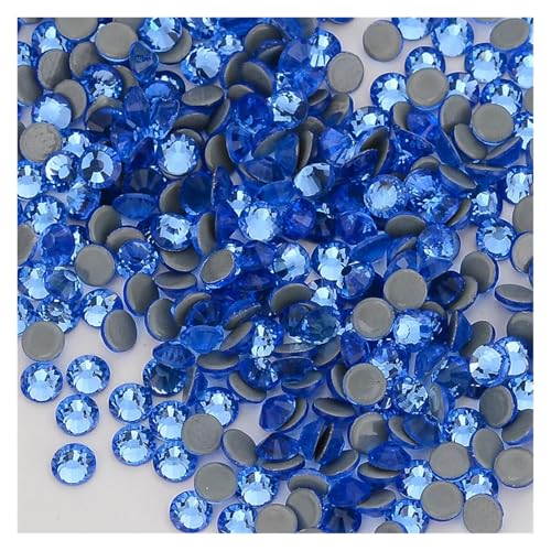 Hotfix Strasssteine Glitter Glas Hotfix Strass Flatbase Kristall Hochzeit Kleid Decration Diamant for Nagel Kunst(Light Blue,SS16-1440Pcs) von DUNSBY