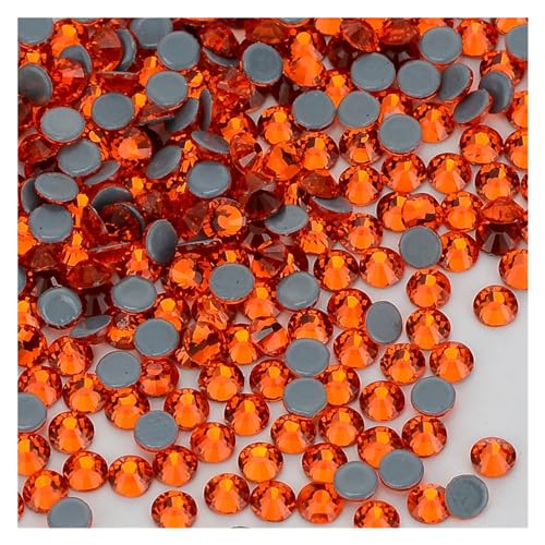 Hotfix Strasssteine Glitter Glas Hotfix Strass Flatbase Kristall Hochzeit Kleid Decration Diamant for Nagel Kunst(Orange,SS30-288Pcs) von DUNSBY