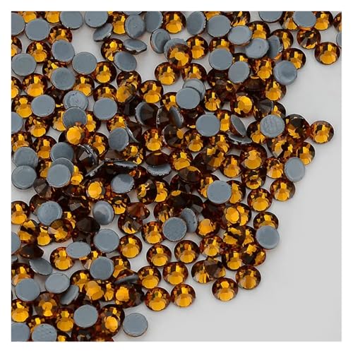 Hotfix Strasssteine Glitter Glas Hotfix Strass Flatbase Kristall Hochzeit Kleid Decration Diamant for Nagel Kunst(Smoked Topaz,SS30-288Pcs) von DUNSBY