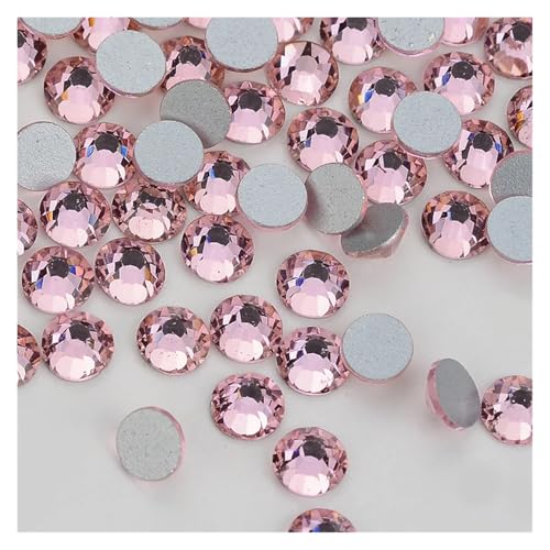 Hotfix Strasssteine SS3-SS50 Glas Flatback Strass Glitter Silber Basis Kristall Nicht Hotfix Strass for Make-Up Nagel(Light Pink,SS16-1440Pcs) von DUNSBY