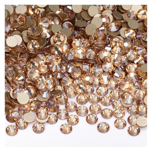 Hotfix Strasssteine SS3-SS60 Glas Flatback Strass Golden Shadow Kristalle Steine ​​Golden Bottom Nail Gems DIY(SS12-1440Pcs) von DUNSBY