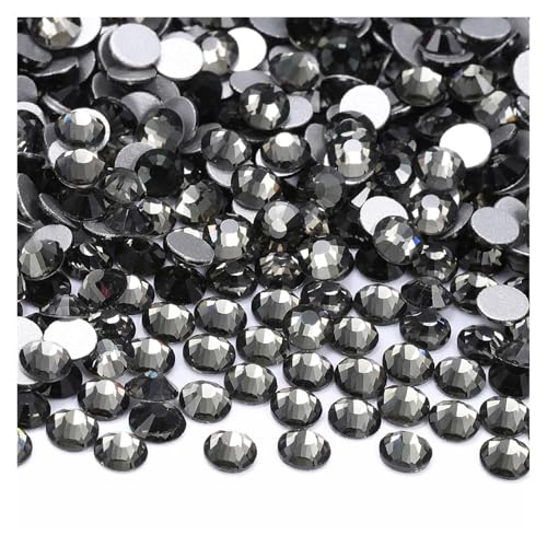 Hotfix Strasssteine SS4-SS20 1440 Stück Glitzerglas, runde Strasssteine, nicht Hotfix, Kristall-Nagelkunst-Edelsteine ​​für Hochzeitskleid, DIY-Dekoration(Black Diamond,1440PCS_SS8(2.3MM-2.5MM)) von DUNSBY