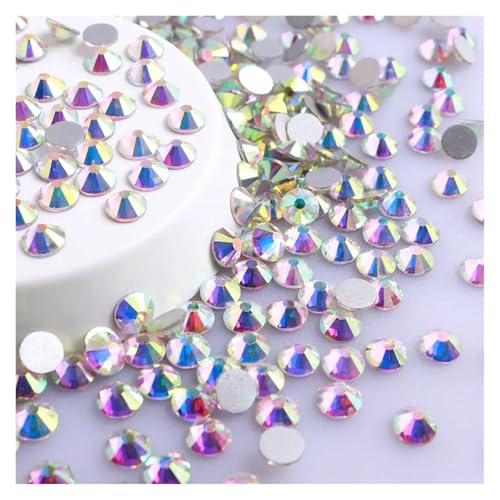 Hotfix Strasssteine SS4-SS20 1440 Stück Glitzerglas, runde Strasssteine, nicht Hotfix, Kristall-Nagelkunst-Edelsteine ​​für Hochzeitskleid, DIY-Dekoration(Crystal AB,1440PCS_SS5(1.7MM-1.9MM)) von DUNSBY