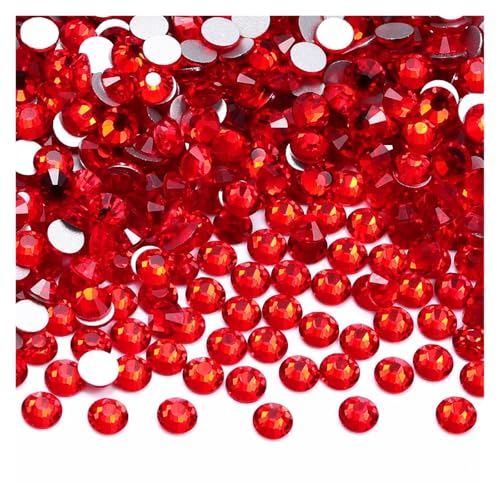 Hotfix Strasssteine SS4-SS20 1440 Stück Glitzerglas, runde Strasssteine, nicht Hotfix, Kristall-Nagelkunst-Edelsteine ​​für Hochzeitskleid, DIY-Dekoration(Light Siam,1440PCS_SS6(1.9MM-2.1MM)) von DUNSBY