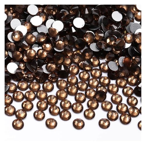 Hotfix Strasssteine SS4-SS20 1440 Stück Glitzerglas, runde Strasssteine, nicht Hotfix, Kristall-Nagelkunst-Edelsteine ​​für Hochzeitskleid, DIY-Dekoration(Smoked Topaz,1440PCS_SS16(3.8MM-4MM)) von DUNSBY