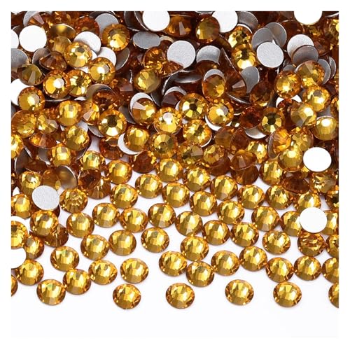 Hotfix Strasssteine SS4-SS20 1440 Stück Glitzerglas, runde Strasssteine, nicht Hotfix, Kristall-Nagelkunst-Edelsteine ​​für Hochzeitskleid, DIY-Dekoration(Topaz,1440PCS_SS8(2.3MM-2.5MM)) von DUNSBY