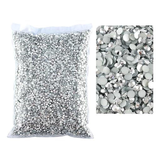 Hotfix Strasssteine Silber 2-6mm Harz Nicht Hot Fix Strass Bulk Flache Rückseite Kunststoff Nagel(6mm SS30-1000pcs) von DUNSBY