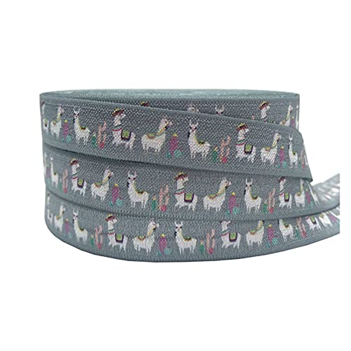 DUO ER 10 Yards 16mm Llama Tier gedruckt Falten Over elastische alpaka handgemachtes zubehör DIY haarkind Party dekor Band (Farbe : P937, Width : 10yard elasitc Band) von DUO ER